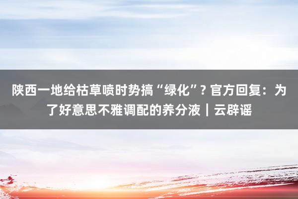陕西一地给枯草喷时势搞“绿化”? 官方回复：为了好意思不雅调配的养分液｜云辟谣